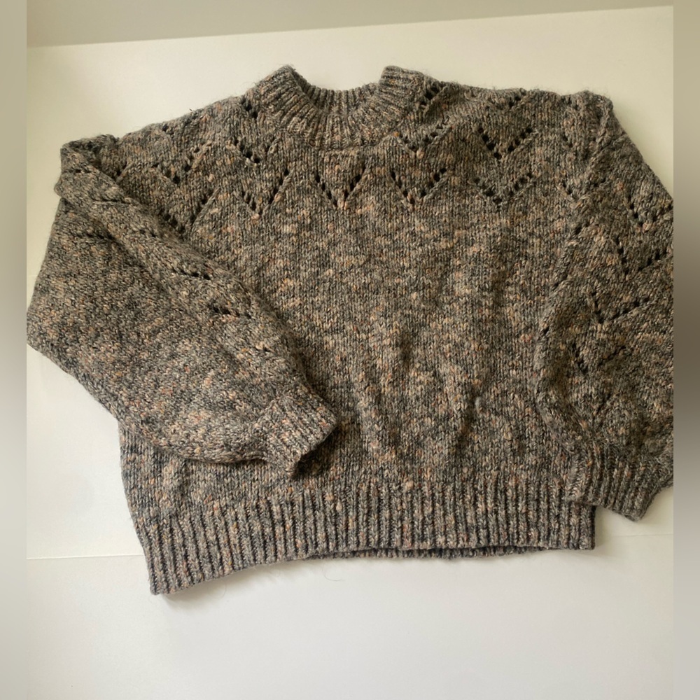 Madewell pointelle bubble sleeve pullover L - Picture 2 of 8